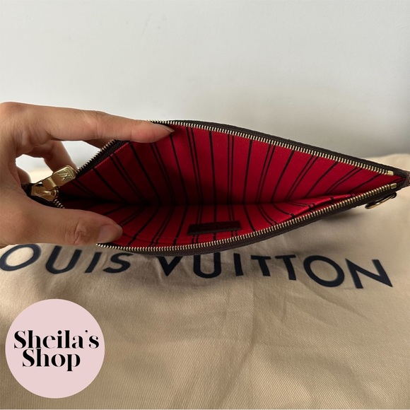 NWT Authentic Louis Vuitton 2022 Neverfull MM Damier Ebene Cherry with Pouch - Picture 14 of 16